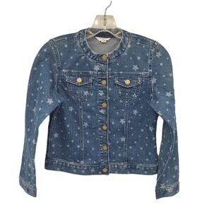Lands' End Kids cotton denim stretch star print jean jacket